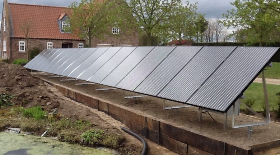 An array of solar panels in Brightwater Gardens.