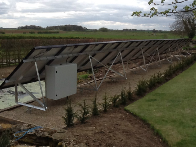 An array of solar panels in Brightwater Gardens.