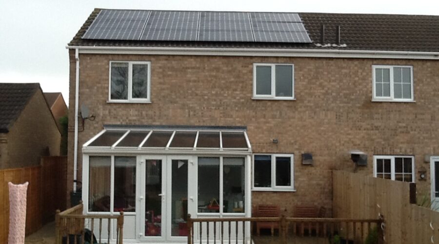 A Lincolnshire home with an array of solar panels.