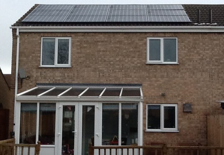 A Lincolnshire home with an array of solar panels.