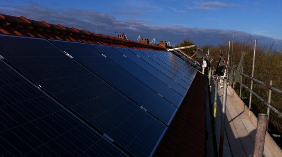 An array of solar panels on a Lincolnshire home.
