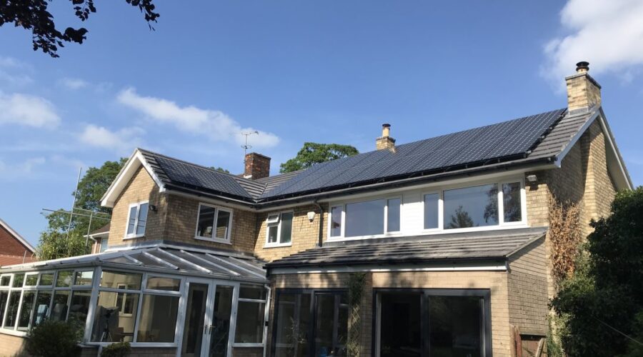 A Lincolnshire home with an array of solar panels.