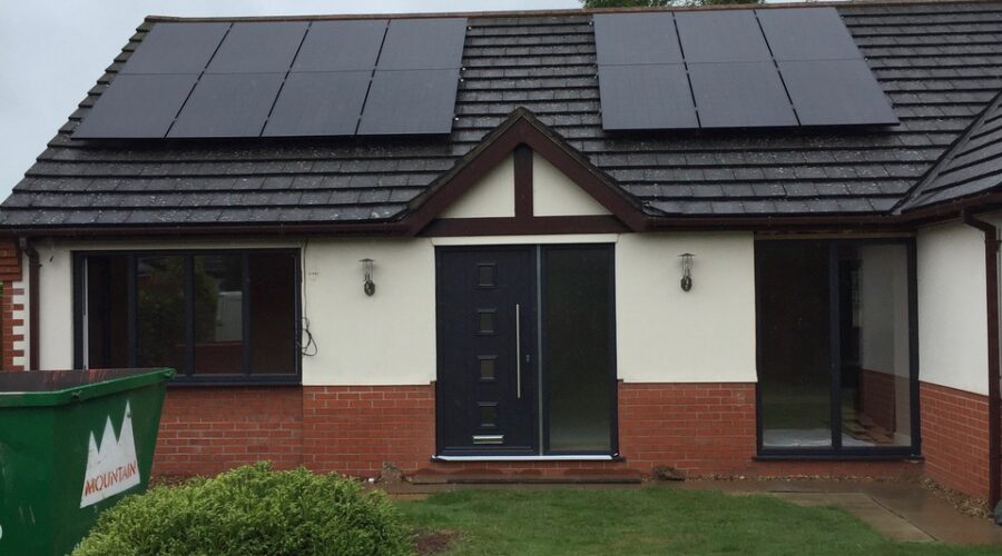 A Lincolnshire home with an array of solar panels.