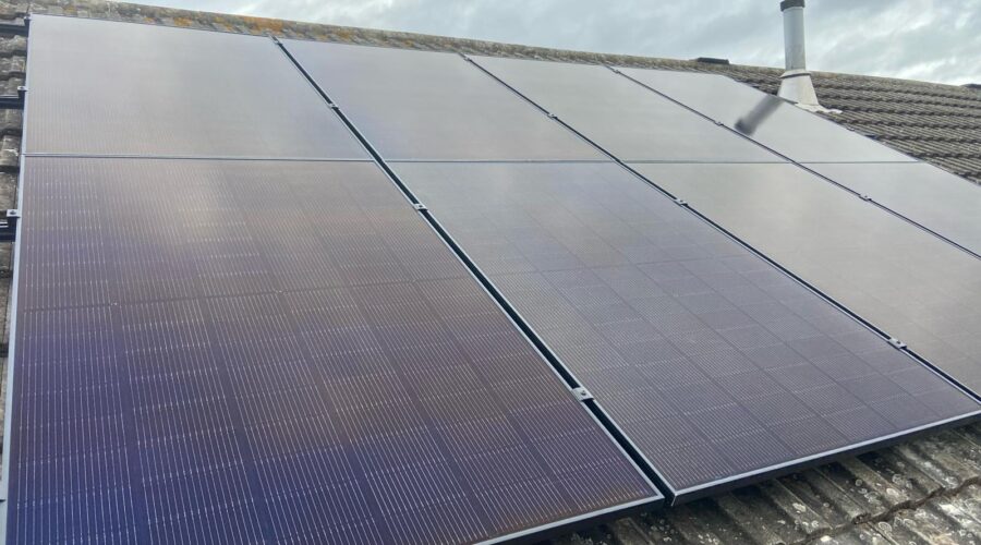 An array of solar panels installed on a house in Birchwood, Lincoln.