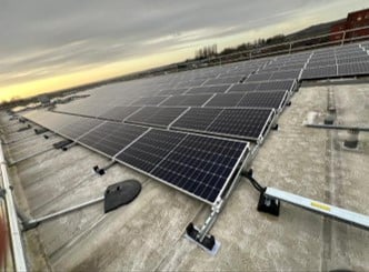 An array of solar panels at E-ACT Academy Trust in Kettering, Northamptonshire.