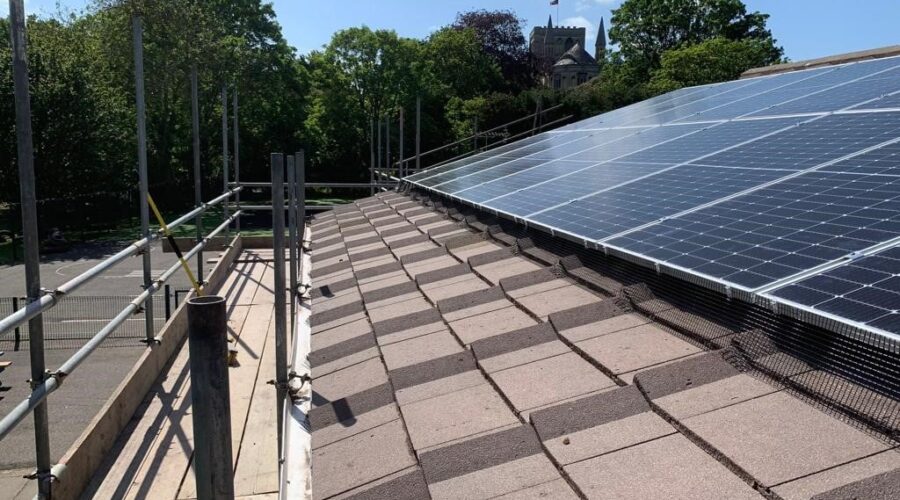 An array of solar panels at Greenwood Academy Trust in Nottingham.