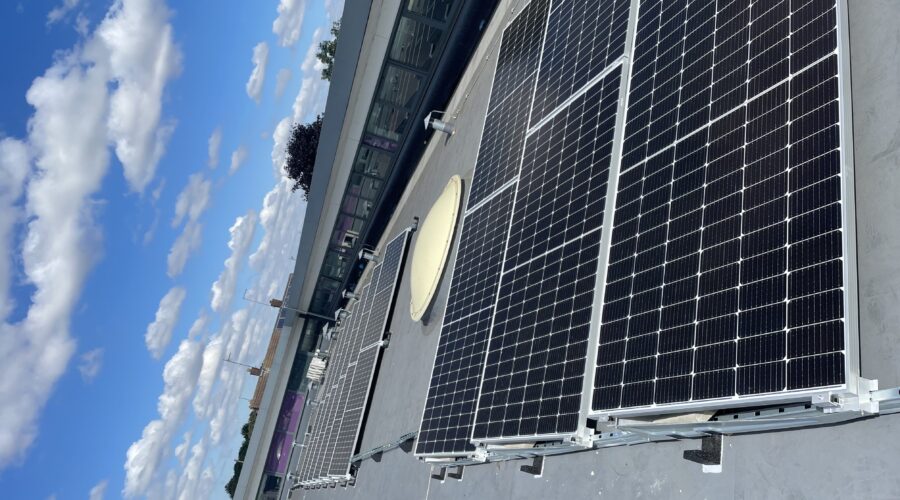 An array of solar panels at Greenwood Academy Trust in Nottingham.