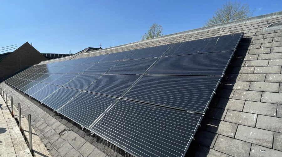 An array of solar panels at North Kesteven District Council in Lincolnshire.