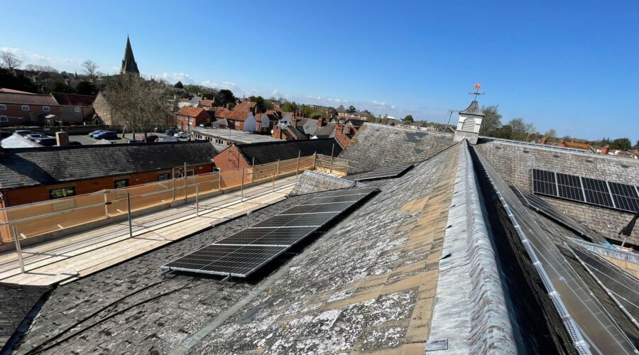 An array of solar panels at North Kesteven District Council in Lincolnshire.