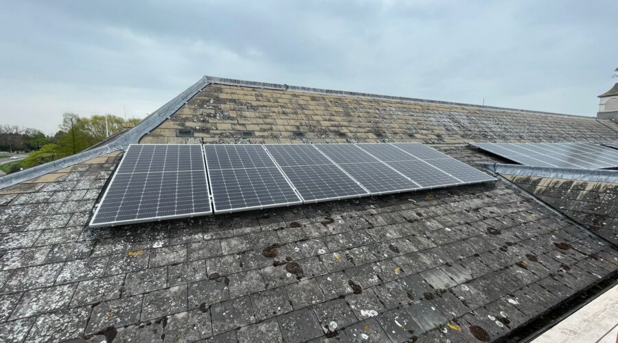 An array of solar panels at North Kesteven District Council in Lincolnshire.
